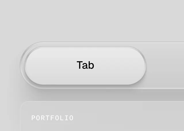 Neumorphic tab UI close-up, minimal, light-mode, light