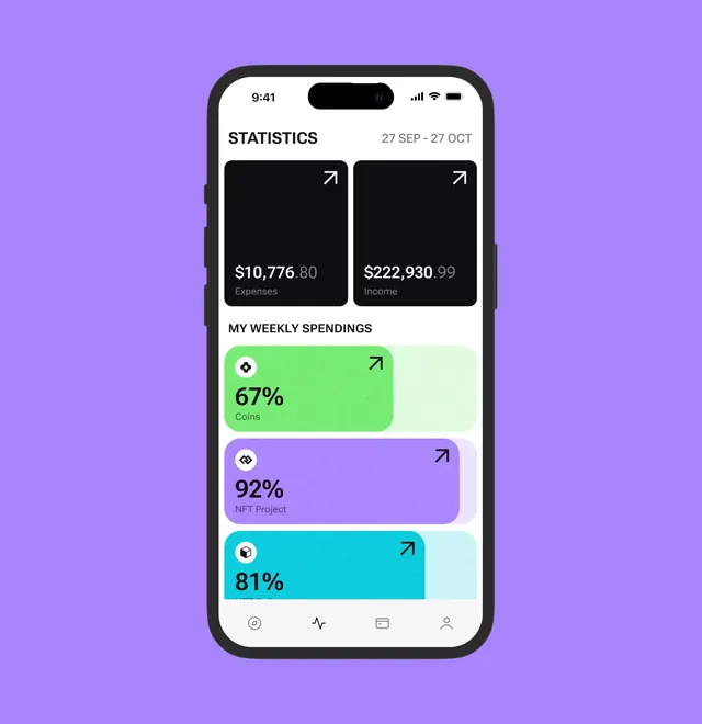 Mobile Dashboard Statistics, minimal, flat, vibrant