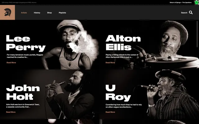 Music Artist Portfolio Grid, dark-mode, minimal, dark