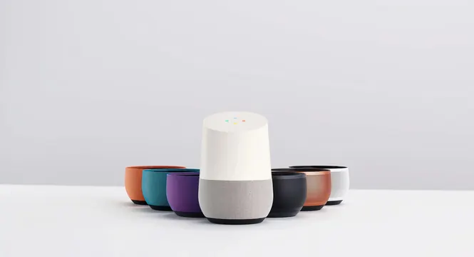 Google Home smart speakers product lineup, minimal, corporate-clean, light