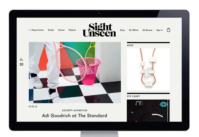 Sight Unseen website design, minimal, swiss, light