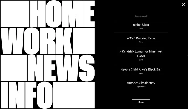 Minimalist interface layout with menu, dark-mode, minimal, dark