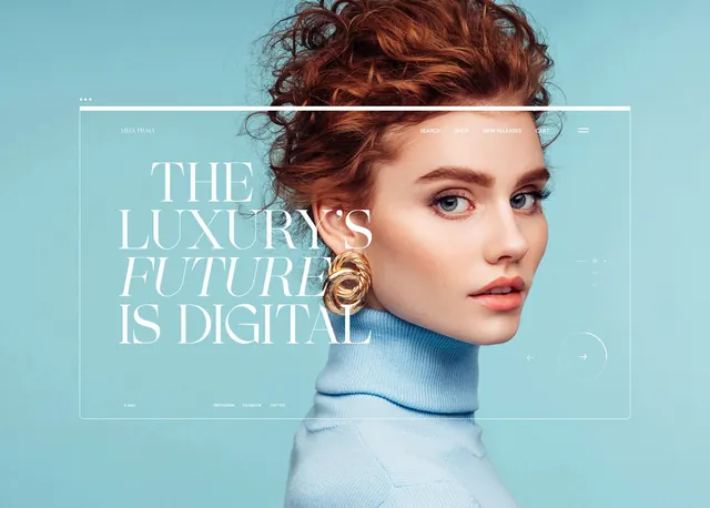 Aespa luxury fashion ecommerce hero with portrait photography, light-mode, photographic, light