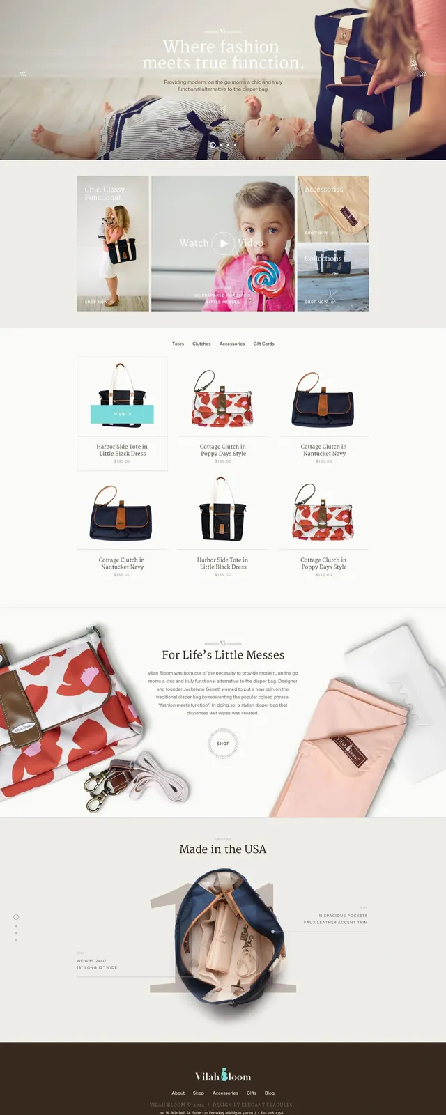 Vilah & Bloom fashion e-commerce site, minimal, editorial, light