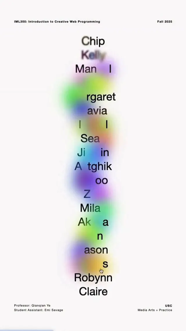 IML300 Student Roster Site, minimal, playful, vibrant