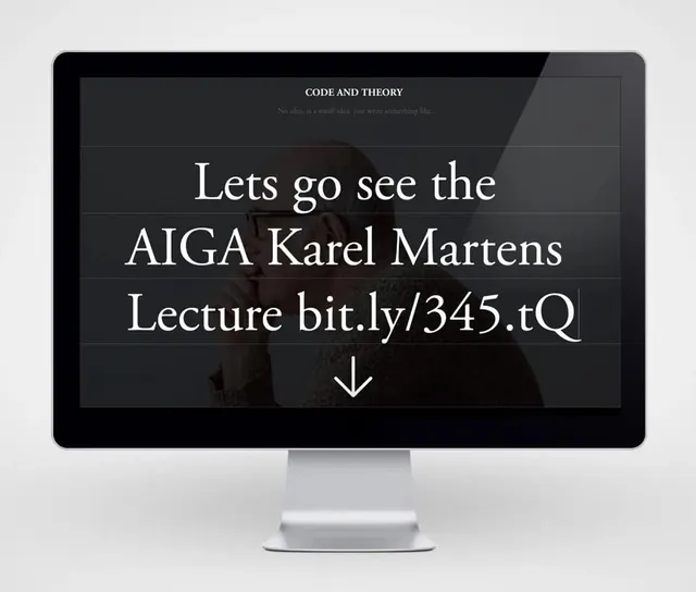 Desktop mockup with serif typography lecture promotion, dark-mode, technical, dark