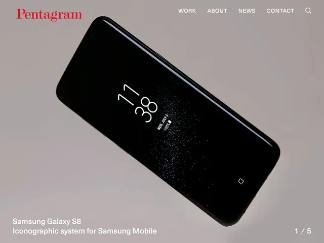 Pentagram website mobile product showcase, minimal, corporate-clean, light