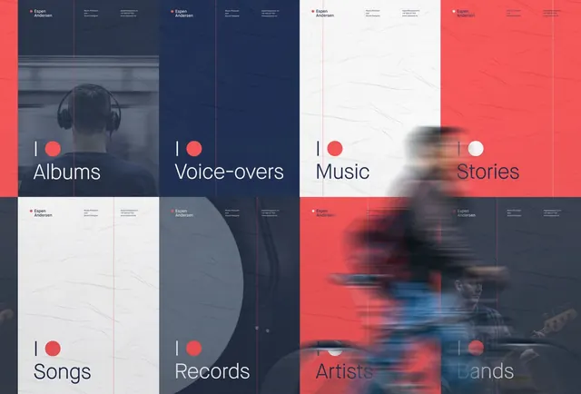 Audio streaming service category grid, corporate-clean, minimal, vibrant