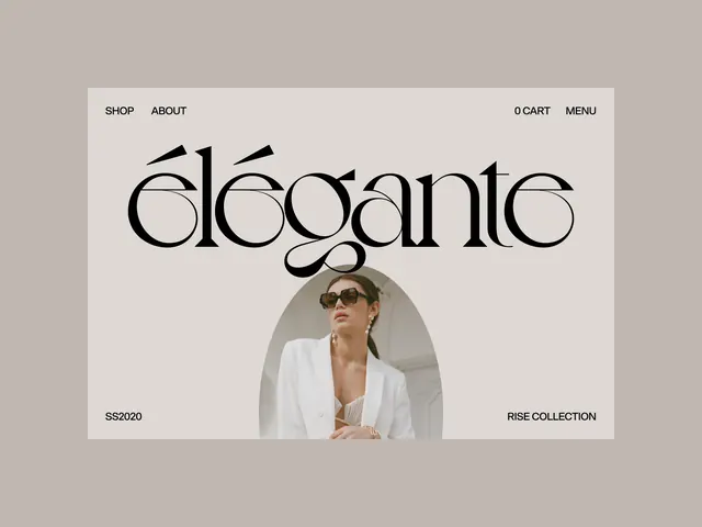 Elegante fashion collection hero, minimal, editorial, light