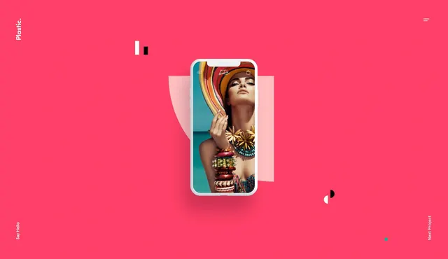 Plastic agency hot-pink mobile portfolio, minimal, photographic, vibrant