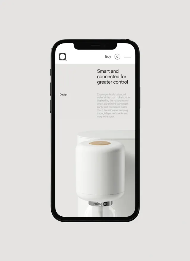 Minimalist water purifier app interface, minimal, light-mode, light