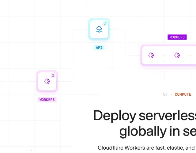 Cloudflare Workers Animation, geometric, minimal, vibrant