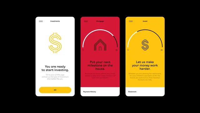 Fintech Mobile App UI Card Set, minimal, corporate-clean, vibrant