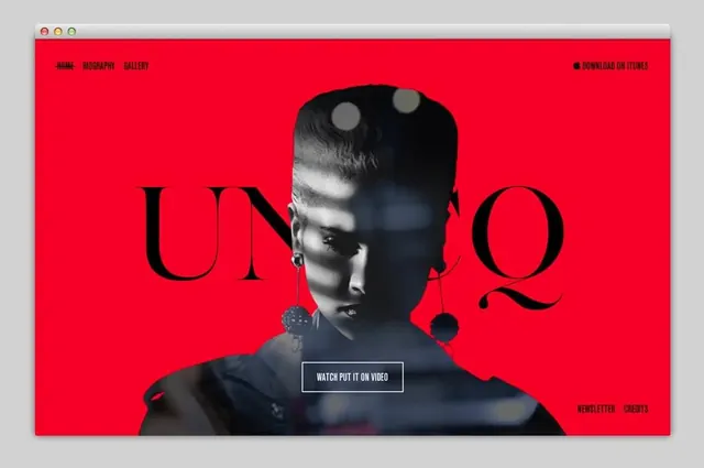 Bold Red Film Website Hero Section, bold, editorial, vibrant