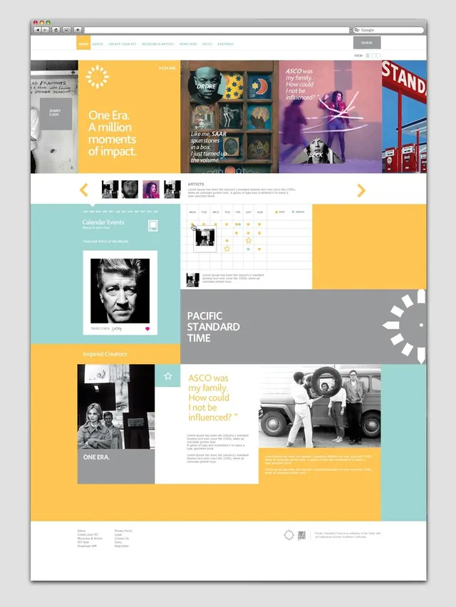 ASCO cultural institution website full-page mockup, bold, editorial, vibrant