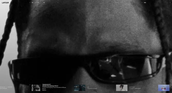 LAFOUR motion design portfolio, dark-mode, technical, dark