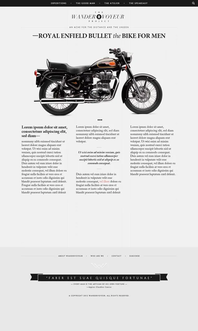 Royal Enfield Bullet editorial page, editorial, minimal, light