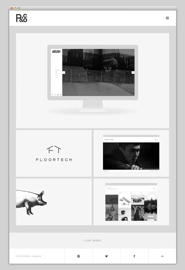 R&C minimalist portfolio site, minimal, swiss, light