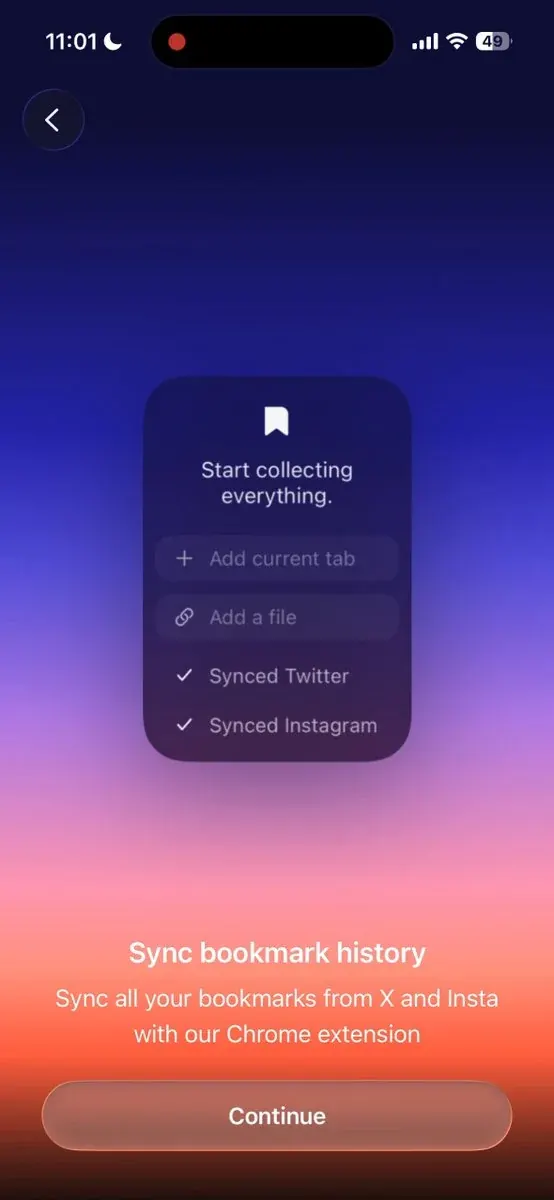 Recollect App Onboarding, minimal, dark