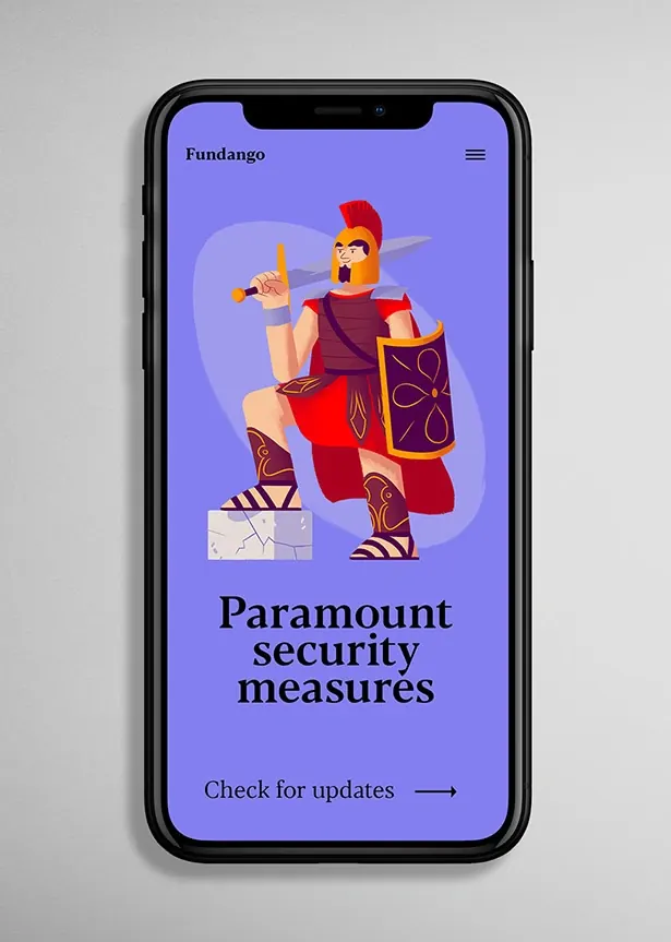 Fundango security character illustration, illustrated, playful, vibrant