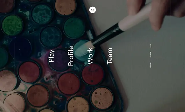 Cosmetics product website with navigation overlay, corporate-clean, minimal, warm