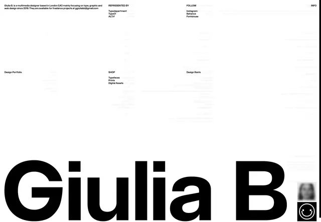 Minimalist designer portfolio landing page, minimal, swiss, light