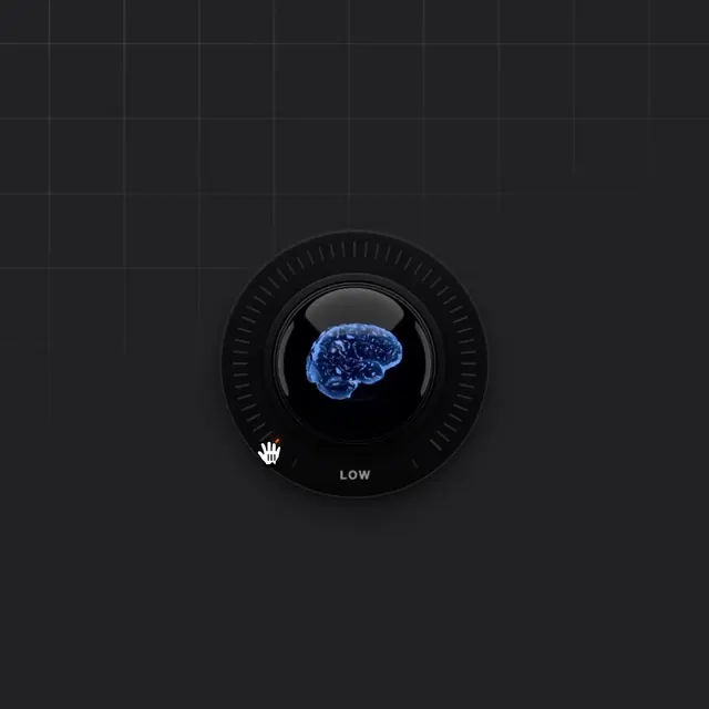 Thinking Effort Dial, glassmorphism, dark