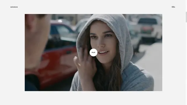 Video player UI with portrait frame, corporate-clean, minimal, light