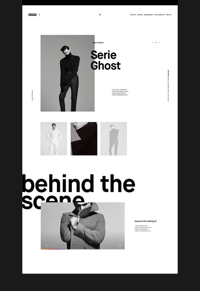 Onirim editorial layout design, swiss, minimal, light