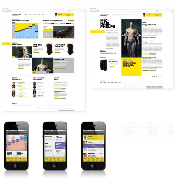 Fitness app interface and website design, modern, corporate-clean, light