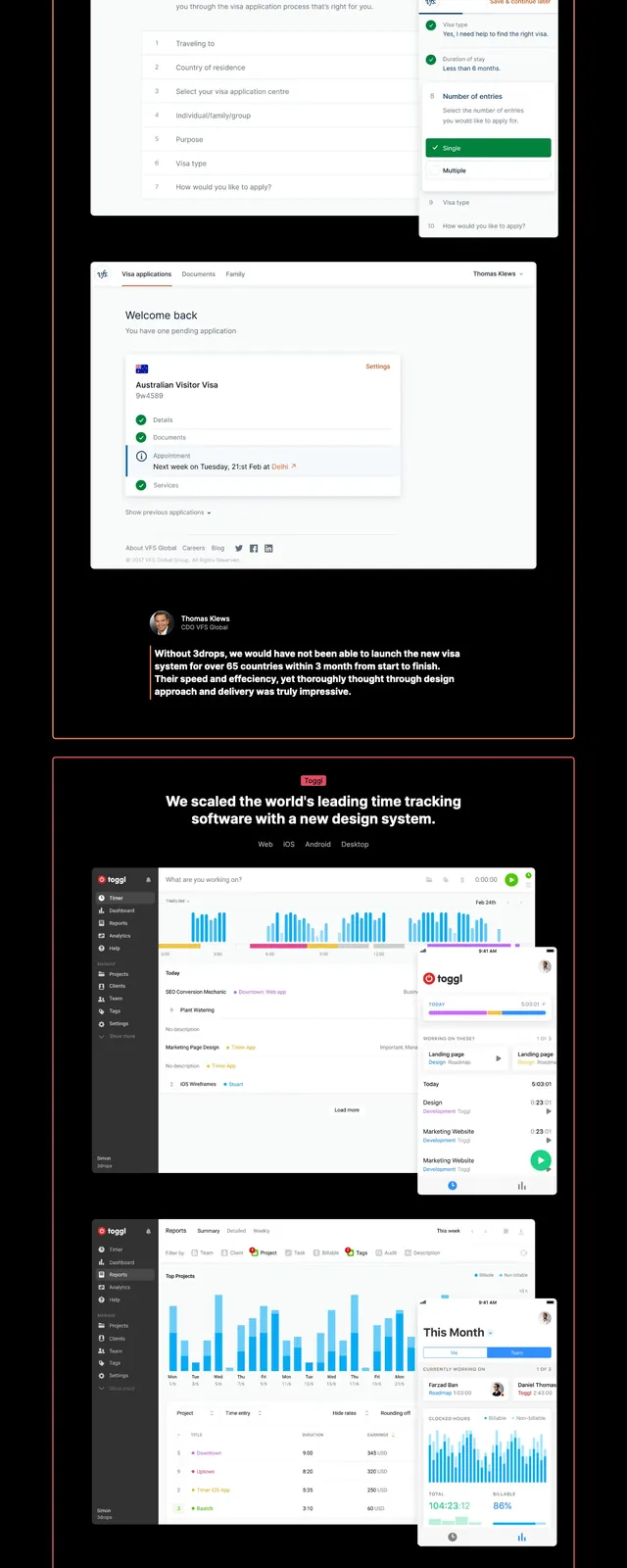 3drops Design Studio Landing Page, dark-mode, minimal, dark