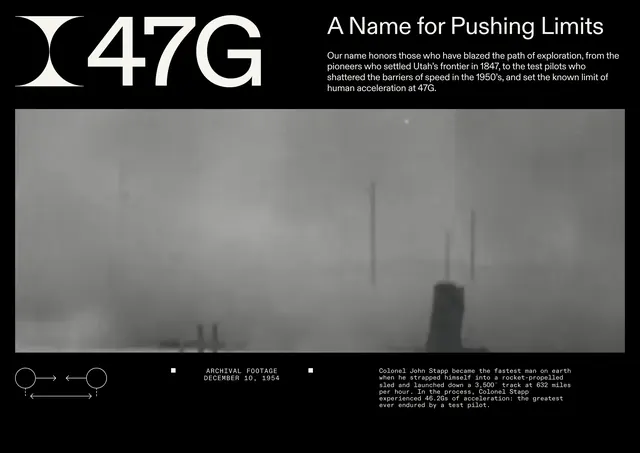 47G Brand Story Introduction Header Design, dark-mode, minimal, dark