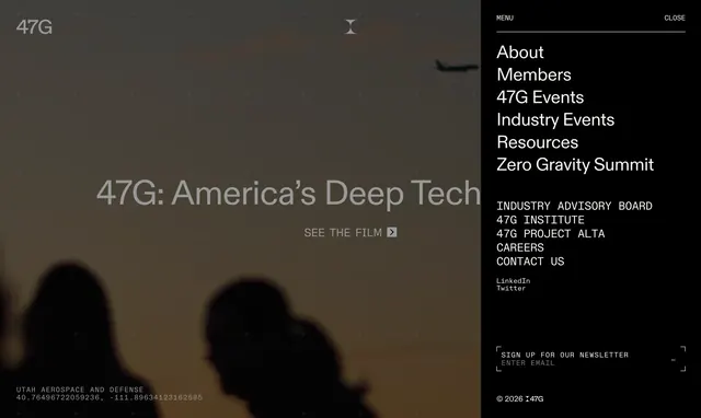 47G Deep Tech Navigation Menu Design, dark-mode, minimal, dark