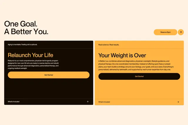 A Better Lou Health Service Comparison Cards Design, minimal, light-mode, light