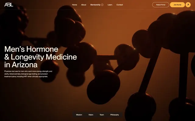 A Better Lou Longevity Medicine Hero Design, dark-mode, minimal, dark