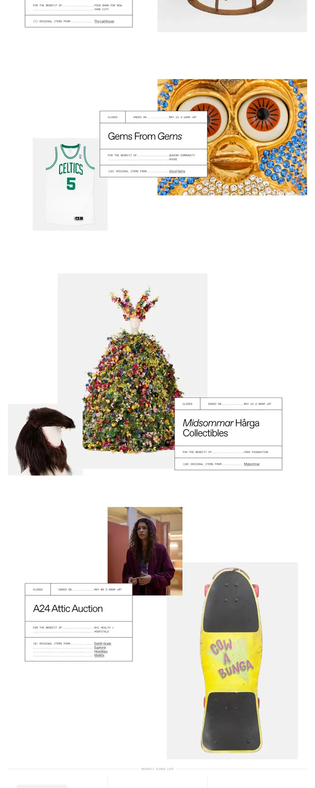 A24 Auctions Landing Page, editorial, minimal, light