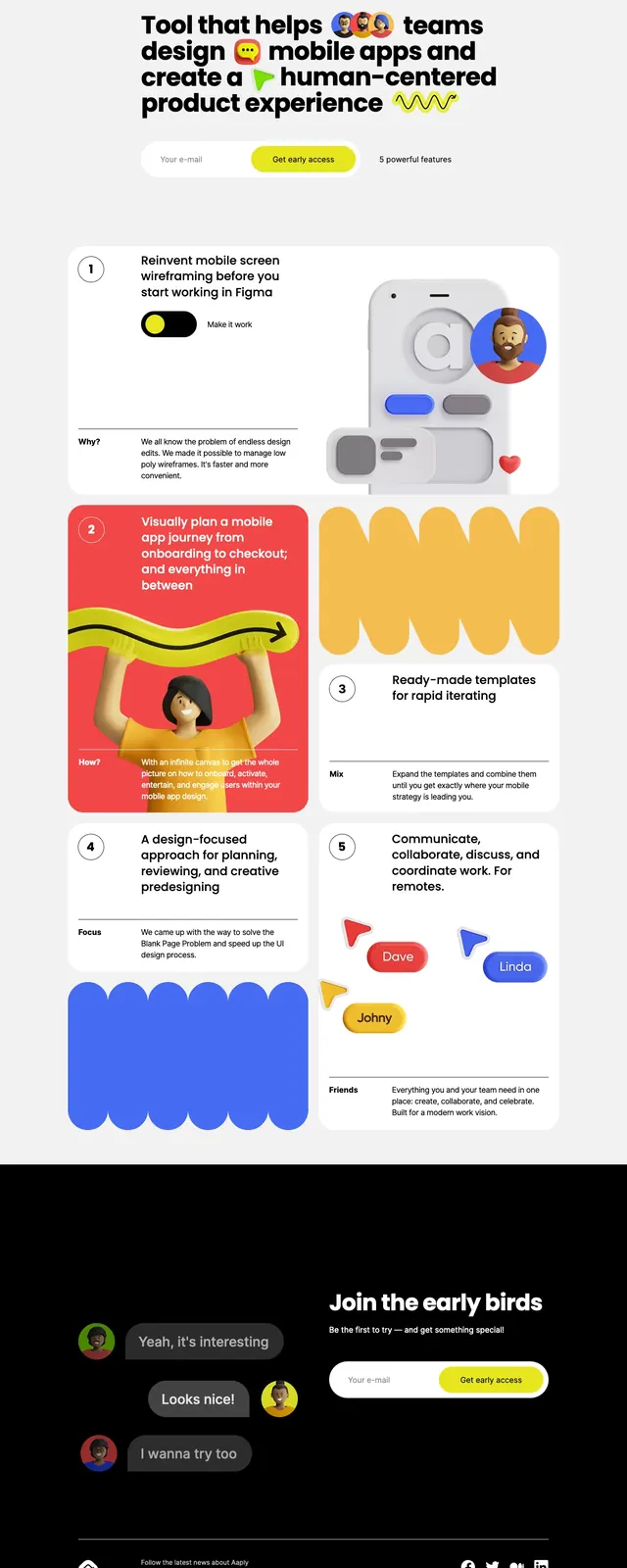Aaply Landing Page, playful, neo-brutalist, vibrant