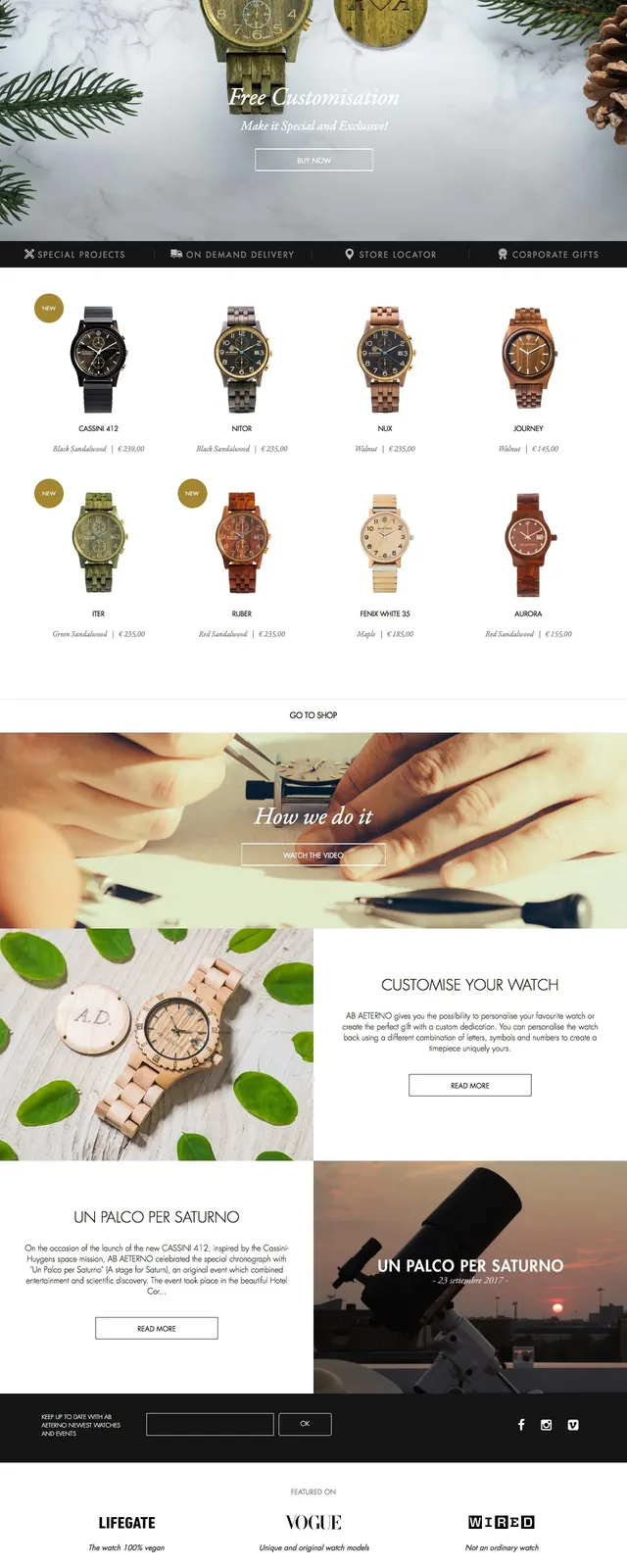 Abaeterno Luxury Watch Landing Page, luxury, minimal, light
