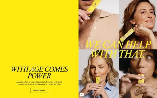Absolute Collagen aging power CTA, editorial, photographic, vibrant