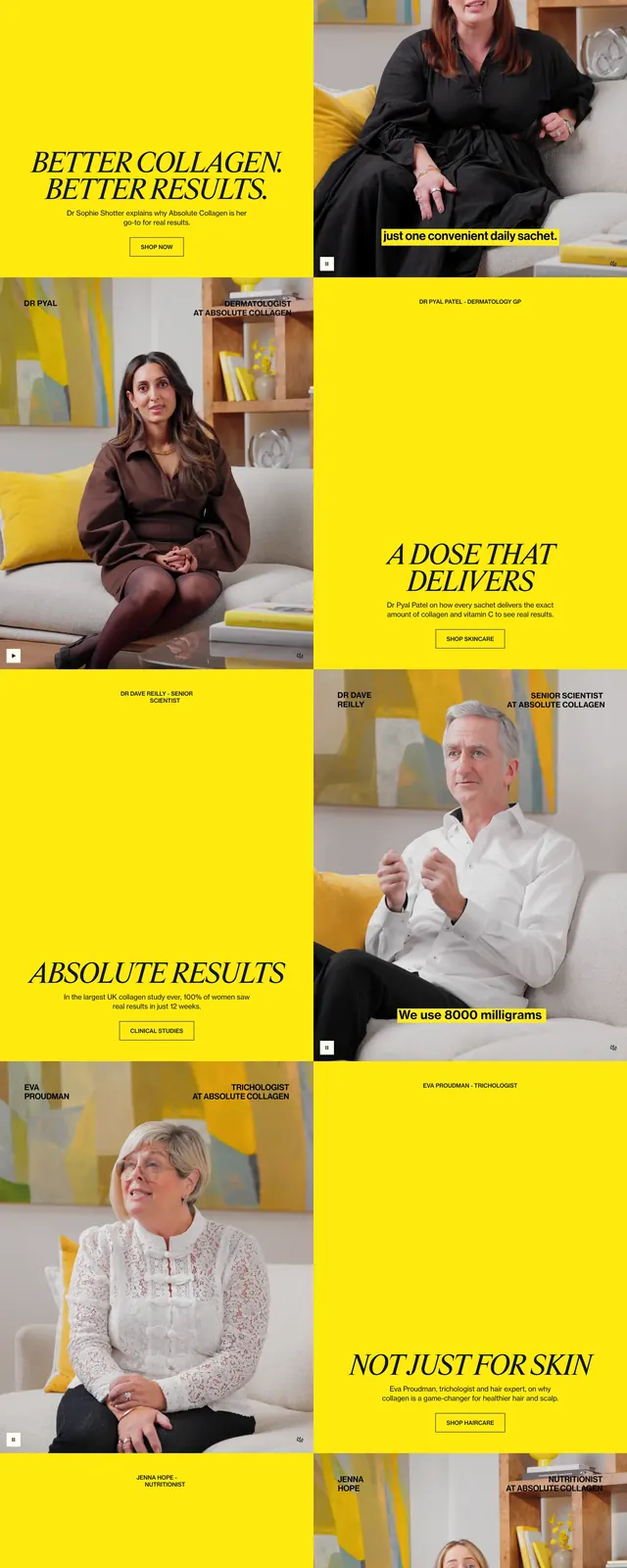 Absolute Collagen Expert Recommendation Feature Design, editorial, photographic, light