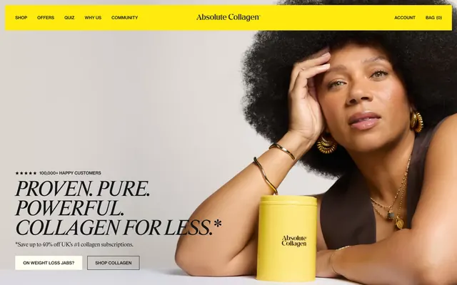 Absolute Collagen Product Hero Design, editorial, photographic, light