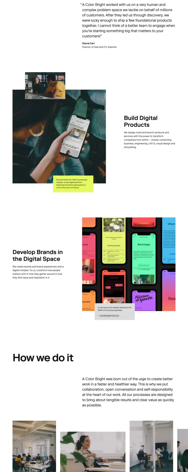 Acolorbright Agency Landing Page, minimal, editorial, high-contrast