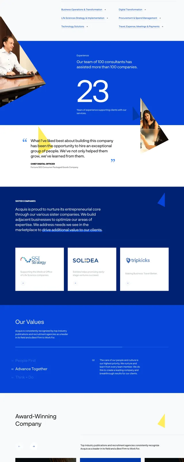 Acquis Consulting Landing Page, corporate-clean, geometric, vibrant