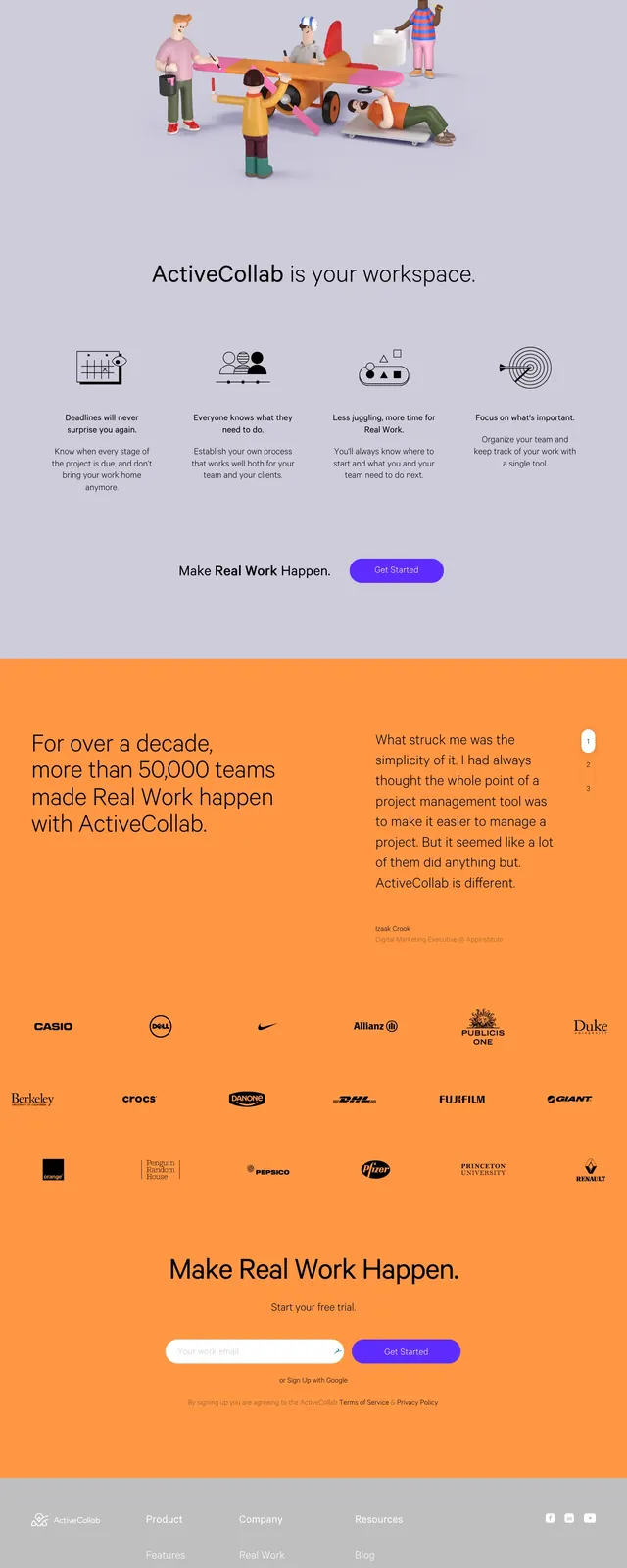 ActiveCollab Landing Page, corporate-clean, minimal, light