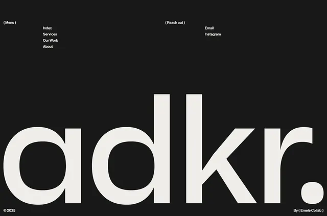 Adcker Brand Footer Design, dark-mode, minimal, dark