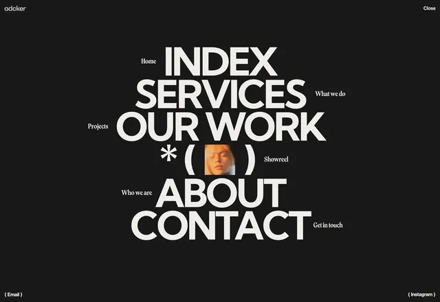 Adcker Site Navigation Menu Design, dark-mode, minimal, dark