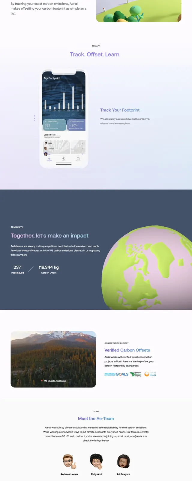 Aerial Climate Action Landing Page, minimal, 3d-render, light
