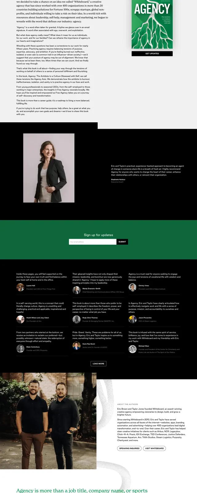 Agency Book Landing Page, editorial, minimal, high-contrast