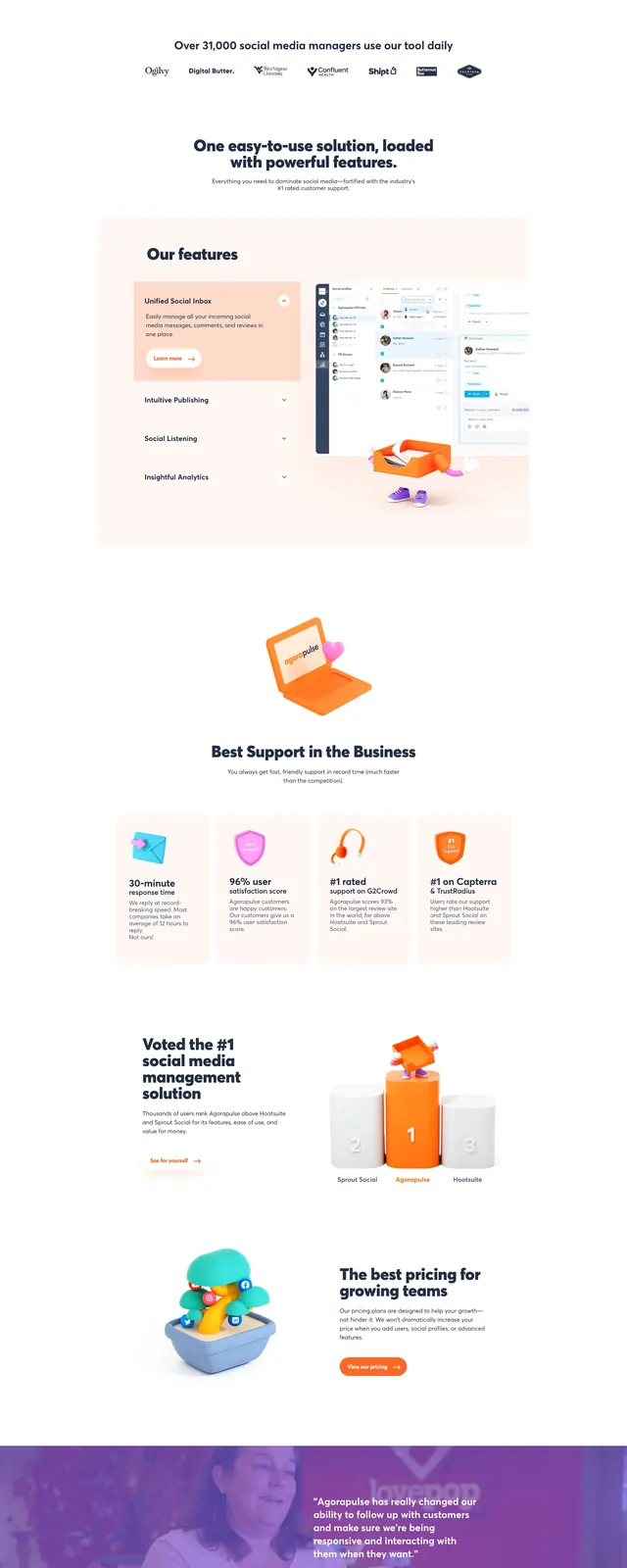 Agorapulse Social Media Management, corporate-clean, light-mode, light