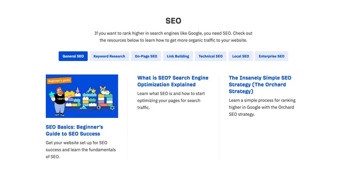Ahrefs filtered blog posts grid, minimal, illustrated, light